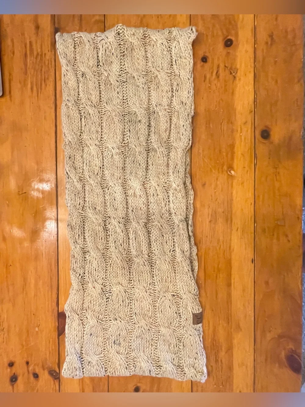 Girlie Girl Cable Knit Infinity Scarf in Beige